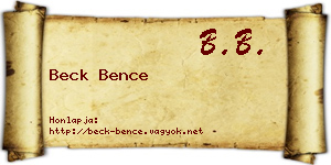 Beck Bence névjegykártya